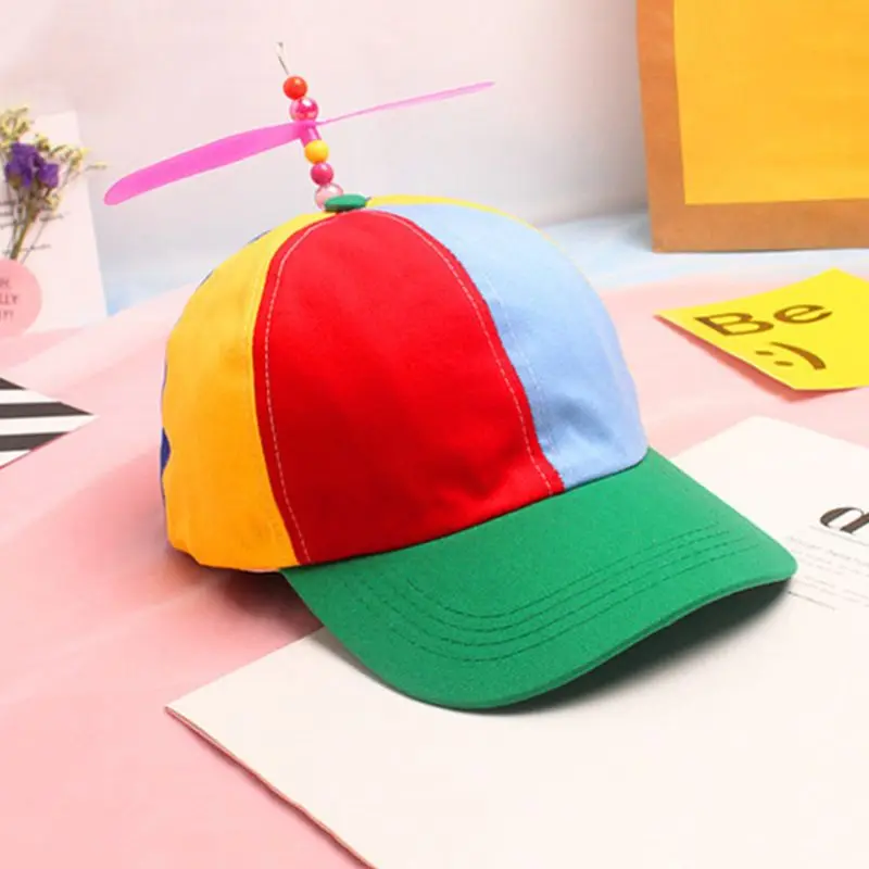 Adult Kid Summer Helicopter Propeller Baseball Cap Colorful Patchwork Dragonfly Beaded Adjustable Snapback Dad Hat