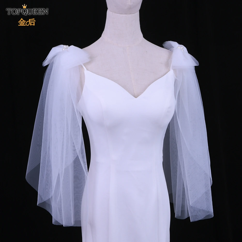 TOPQUEEN G34 Multi-purpose Headnder Shoulder Ornament Bridal Shawl for Wedding Dress Bolero Elegant Woman Party Shawl customed