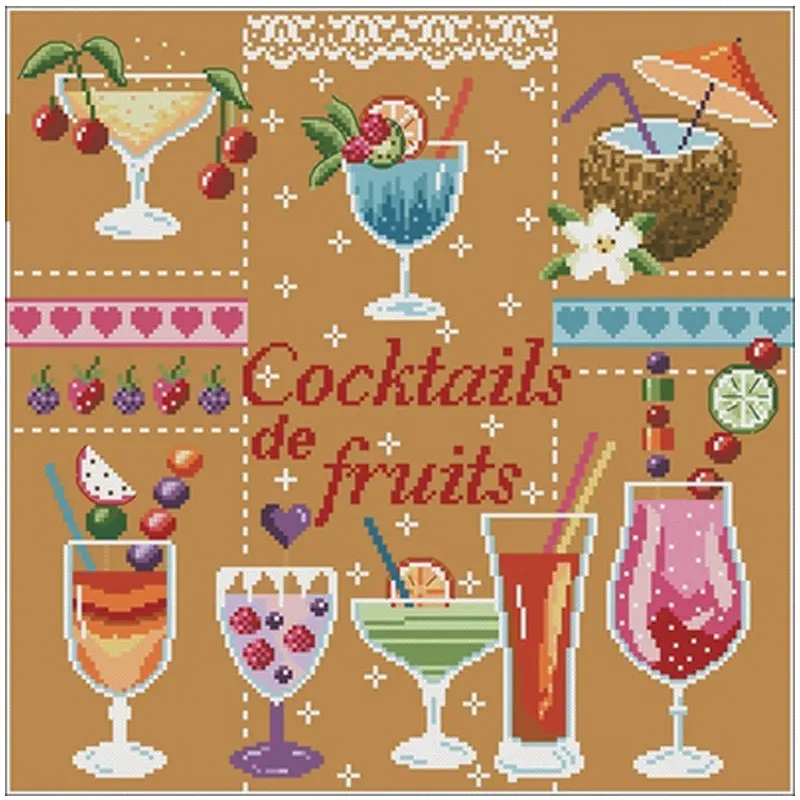 Fruit cocktail patterns Counted Cross Stitch 11CT 14CT  DIY Chinese Cross Stitch Kit Embroidery Needlework Sets