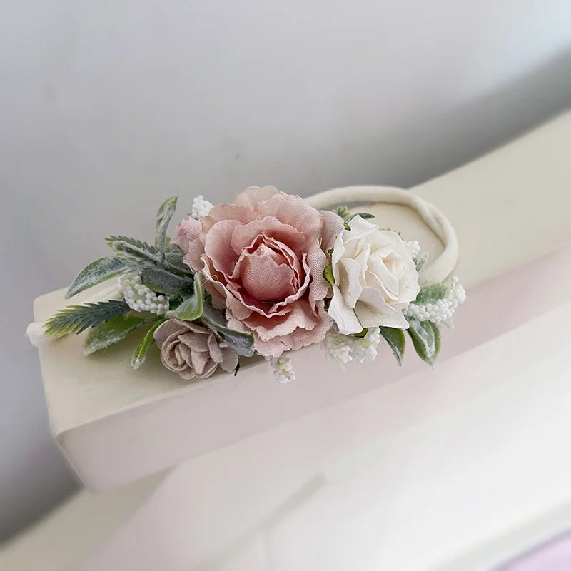 Free Shipping Blush Pink White Flower Girl Headband