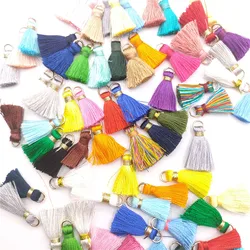 50pcs 25mm Mix Random Silk Thread Mini Tassel Trim Pendant DIY Jewelry Accessory Materials Hanging Ring Small Fringe Trims