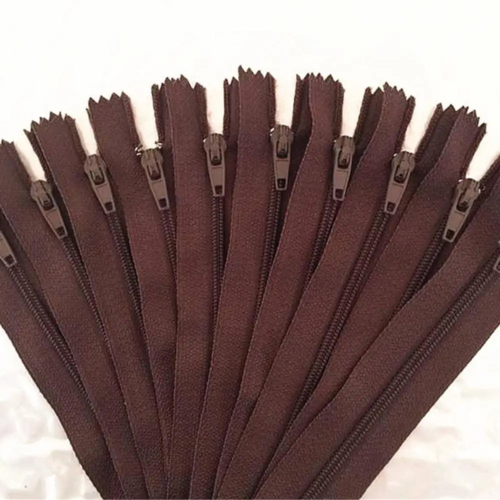 

10 pieces. 60cm (24inch) nylon coil, zipper, tailor, crafter and fgdqrs Coffee