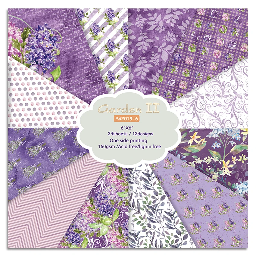 24 Blatt 6'X6' Gartenmuster-Papierblock DIY Scrapbooking-Papierpaket Handgemachtes Papier Bastel-Hintergrundblock Alinacutle
