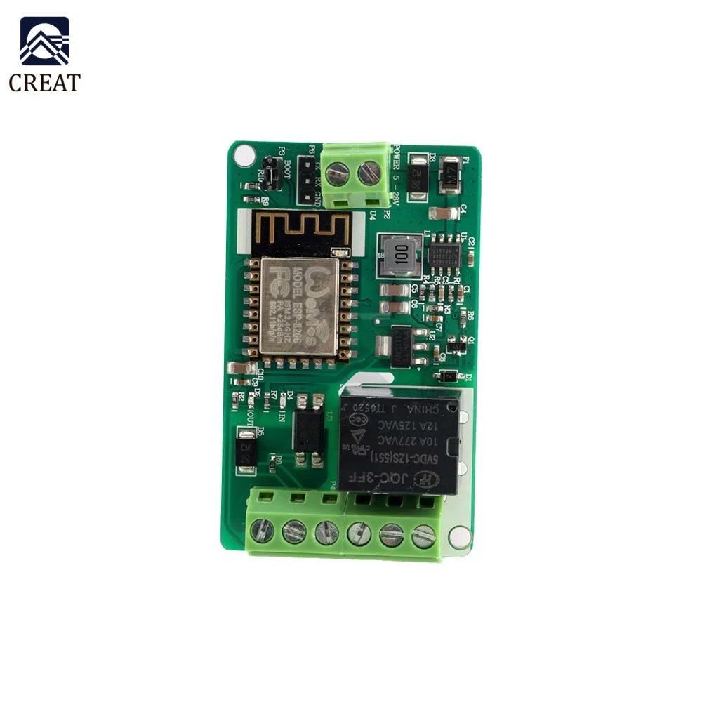 ESP8266 ESP-12 ESP-12F Relay Module 10A 220V Network Relay WIFI Module Input DC 4 Layers Board TVS Input Automatic Protection