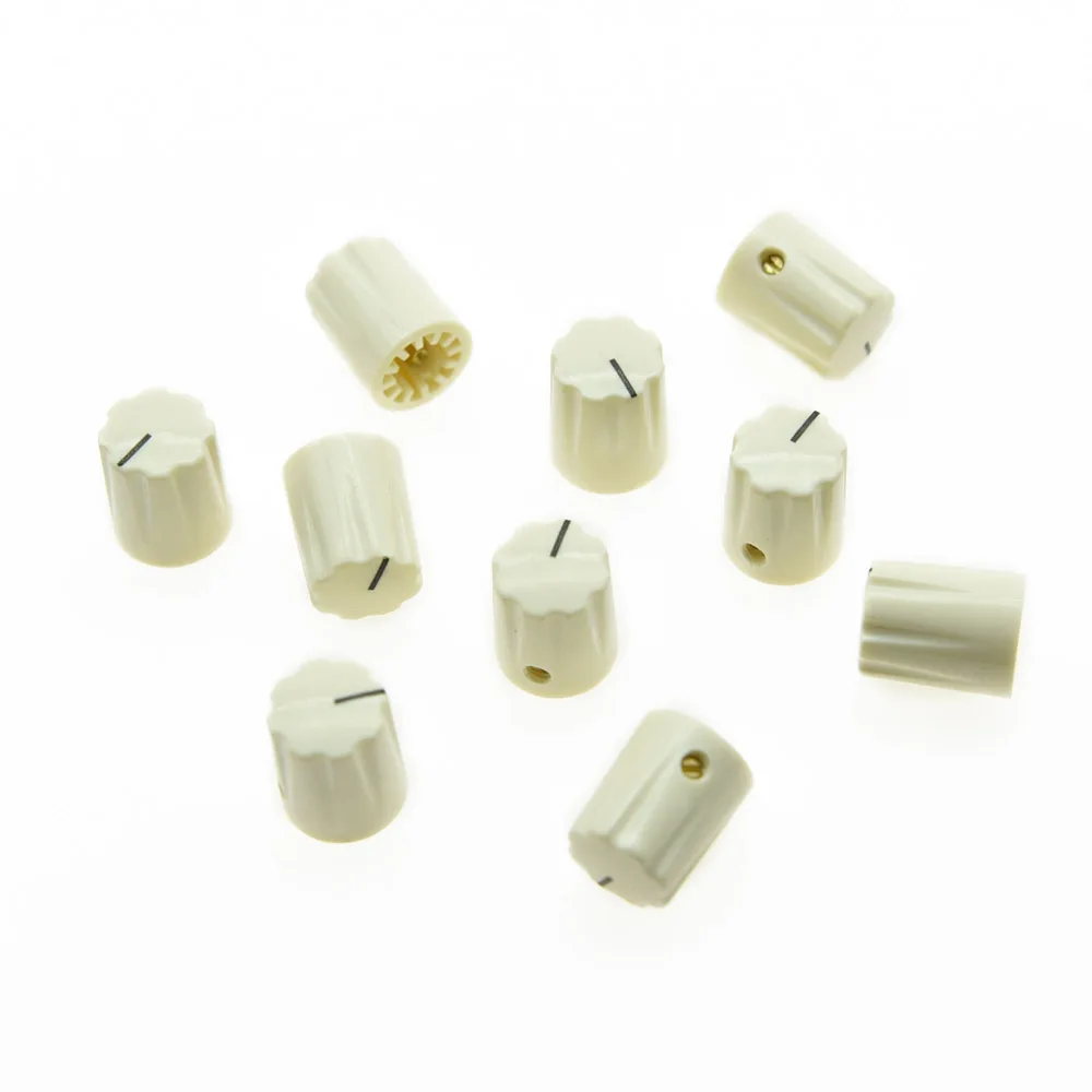 Ohello 10 pcs White Guitar Scalloped Edge Knobs  6.35mm Davies 1900H Style AMP Effect Pedal Knobs Guitar Control Rotary Knobs