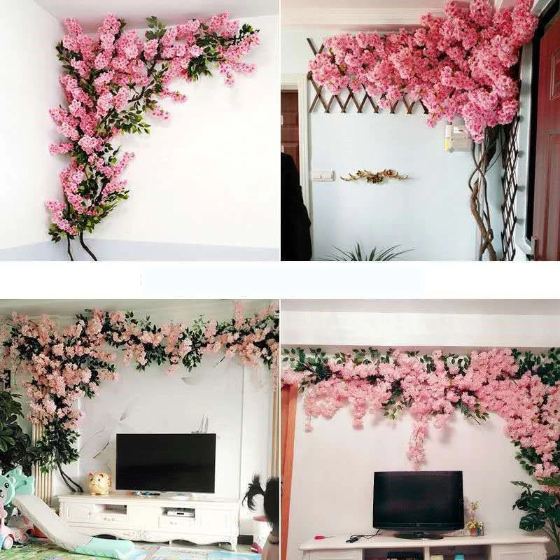 Artificial cherry decoration set. For decoration, everlasting flowers, rattan, wedding party wall water pipe column door decorat