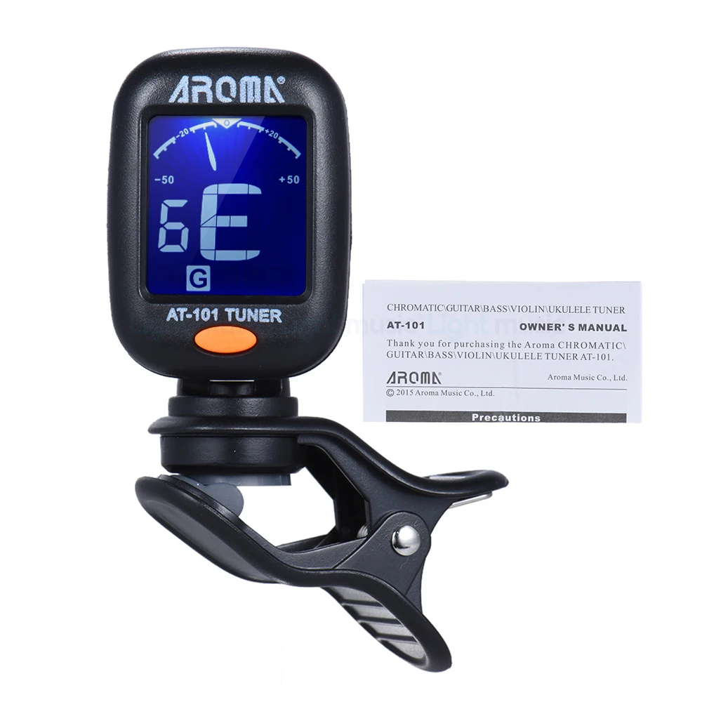 AROMA AT-01A/101 Guitar Tuner Foldable Rotatable Clip-on Tuner High Sensitivity for Bass Ukulele Chromatic Guitar Accessories