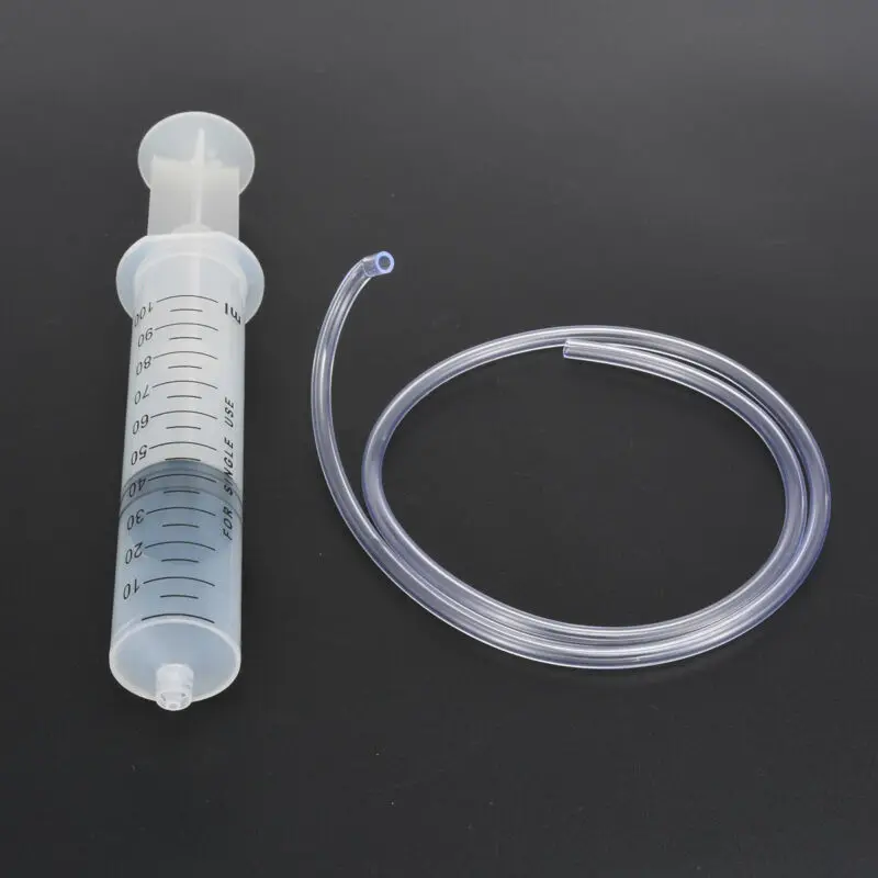 Piccola siringa di plastica a vite da 100ml con tubo di plastica trasparente flessibile lungo 80 cm per misurare la nutrizione