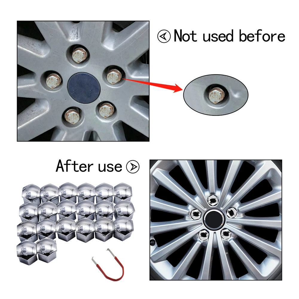 20 Pcs Car Tyre Wheel Nut Caps 19mm Auto Hub Screw Cover For Ford Buick Toyota Mazda Hyundai Chevrolet KIA Exterior Decoration