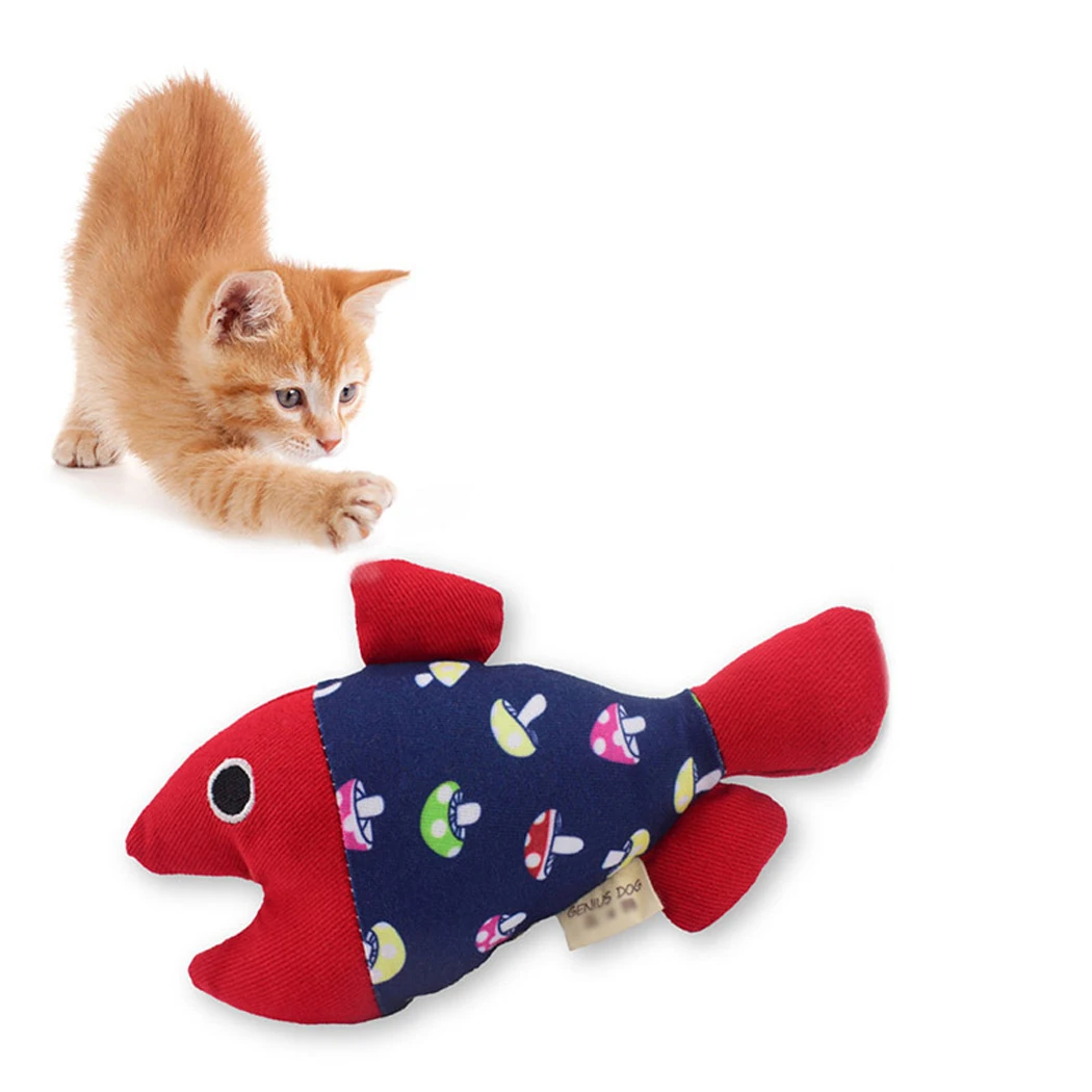 Fish Cat Interactive Toy Bite Resistant Kitten Teeth Cleaning Toy Cotton Anti-Scratch Dog Toy Catnip Puppy Chew Toy Pet Supplies