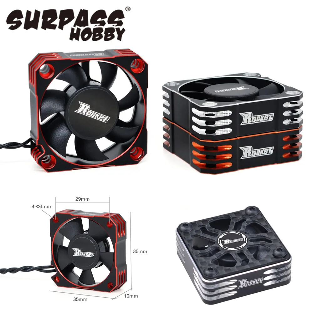 Rocket 25mm 30mm 35mm 40mm 50mm Metal Motor Cooling Fan Heat Dissipation for 1/10 1/8 1/5 1/12 RC Car Brushless Motor