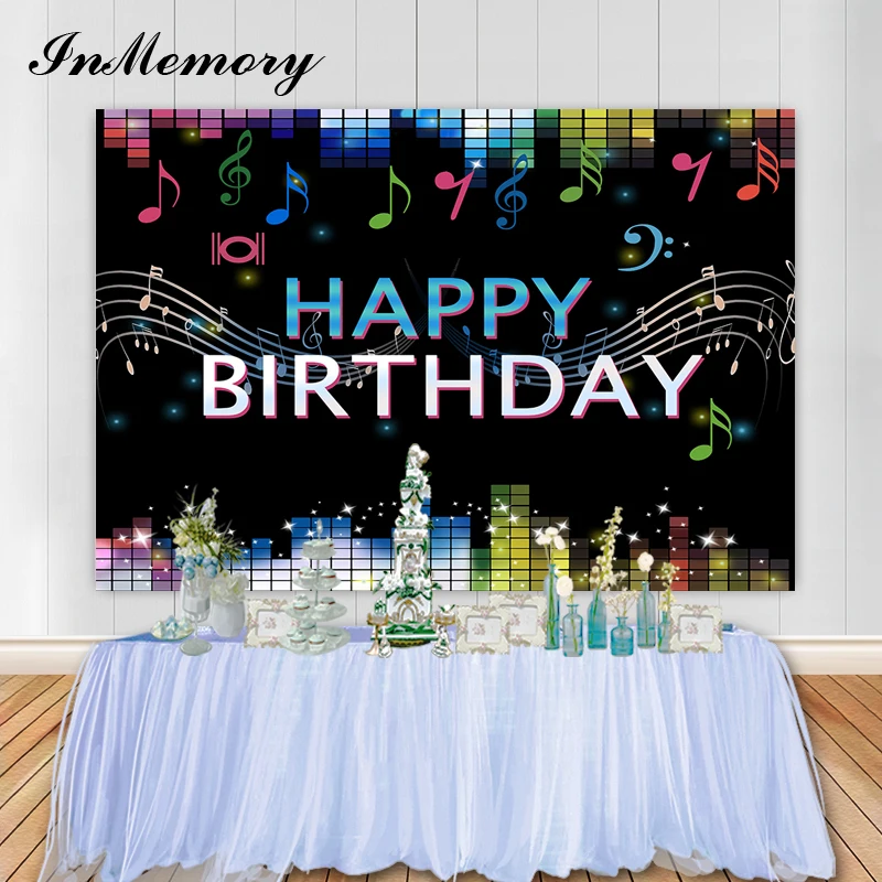 Inmemory Music Theme Photography Background Art Beating Notes Children Birthday Party Backdrop Custom Photo Studio Photocall