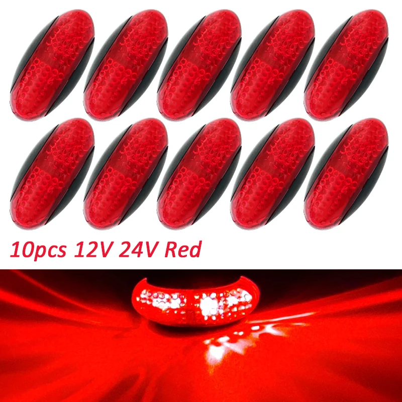 10PCS 10-30V Warning Light LED Diode Light Oval Clearance Trailer Truck LED Side Marker Lamp Truck Accessorie