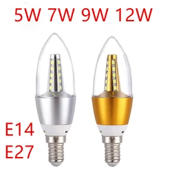 10pcs LED Bulb Candle E14  5W 7W 9W 12W Golden Aluminum Bulb AC 220V Lamp Cool Warm White Lampada Bombillas Lumiere Lampara