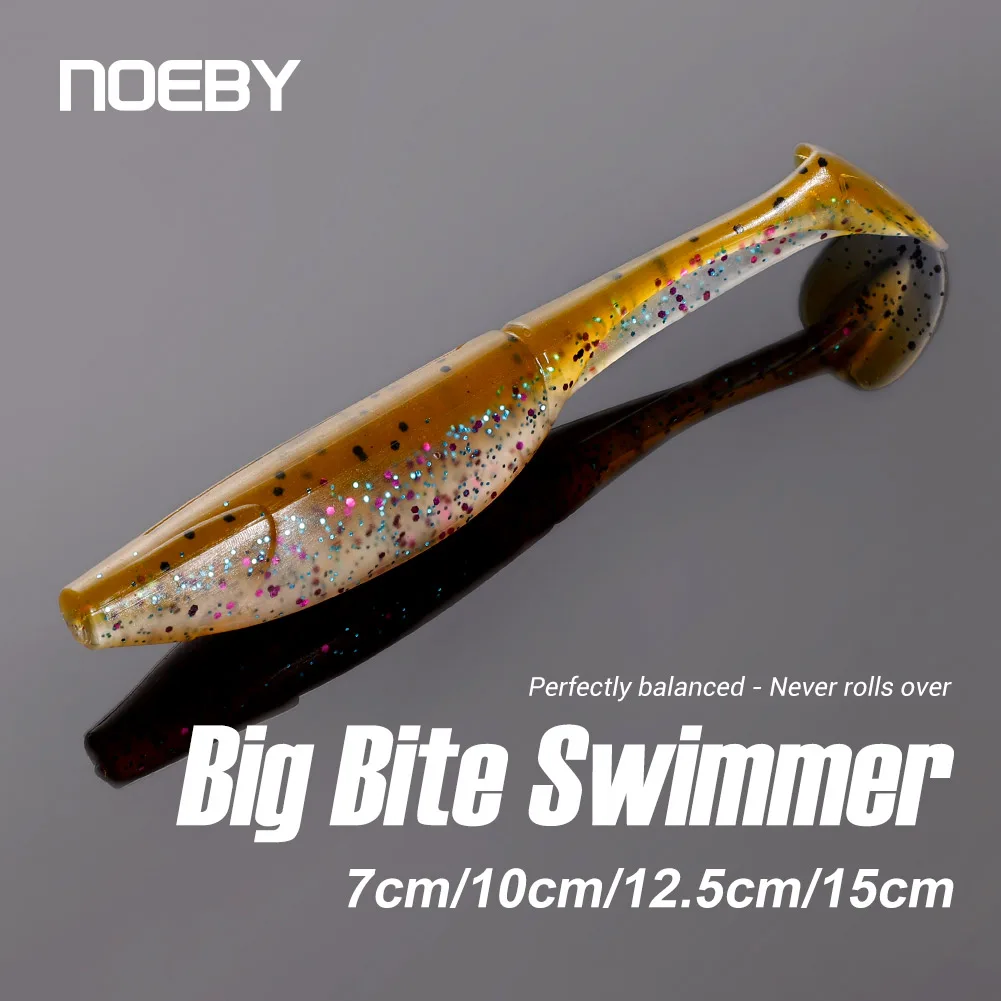 

NOEBY 7cm 10cm 12.5cm 15cm Soft Baits T Tail Texas Rig Bait Silicone Artificial Wobblers Jig Head Swimbait for Bass Fishing Lure