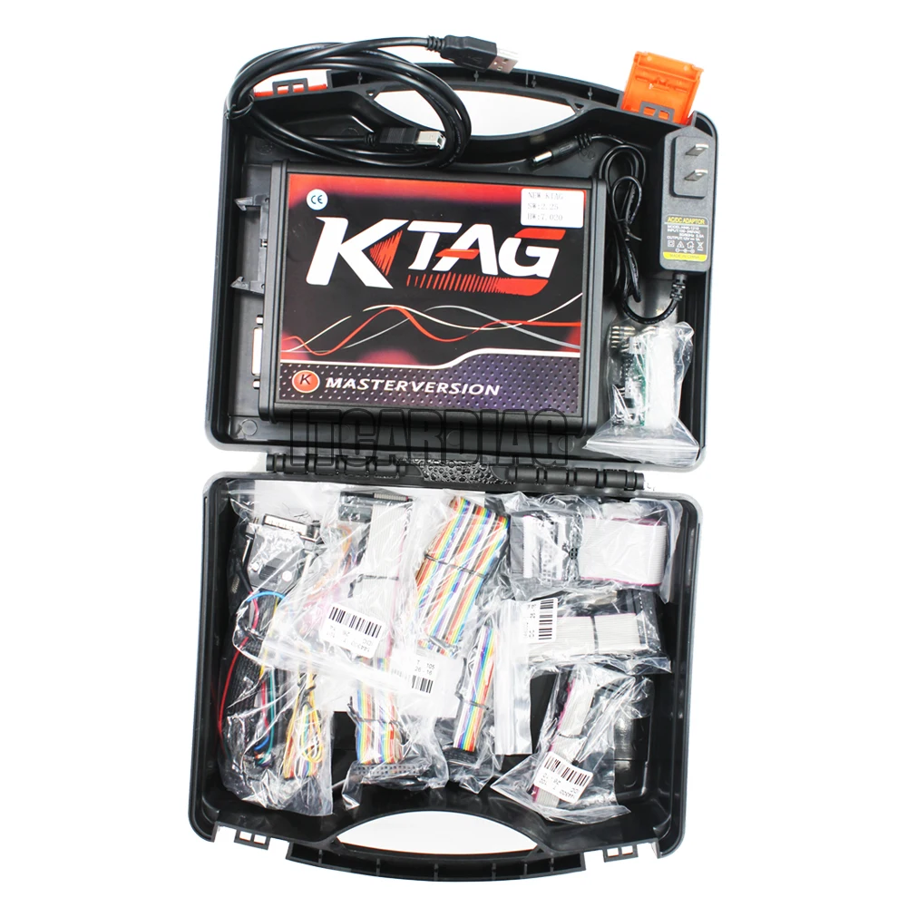 For Ktag V7.020 KESS V2.8 V2 V5.017 SW V2.25 v2.47 4 LED BDM Frame 22pcs Adapters K-TAG ECU Programmer with Toolbox