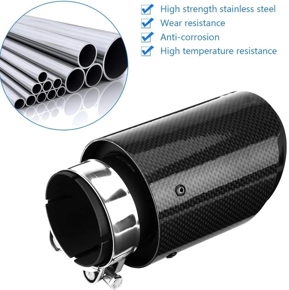 Muffler Exhaust End Tip Pipes Carbon Fiber Style Tailpipe Muffler Tip for 2.36-2.5 Inch Inlet 3.5 Inch Outlet