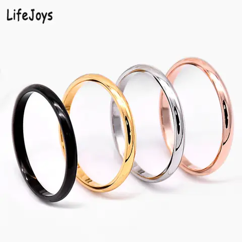 2mm Stainless Steel Thin Ring Rose Gold Black For Women Men Minimalist Jewelry Party Simple Fashion Gift Size 3 To 10