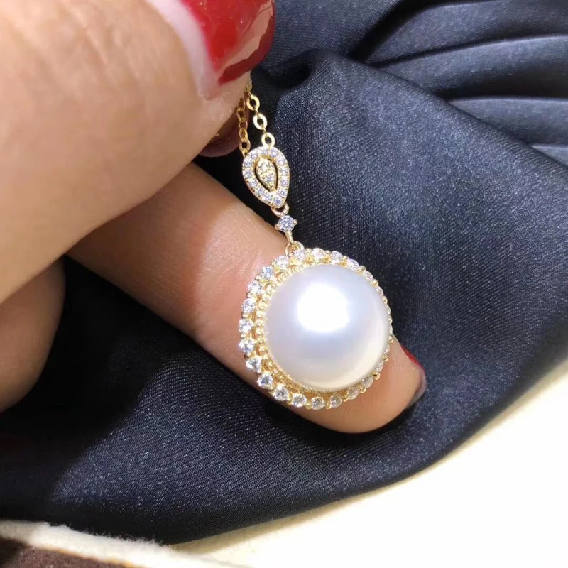 Luxury Shinning Round Design Pendant Mountings S925 Sterling Silver Handmade Pearl Pendant Jewelry Fittings 3Pcs/Lot