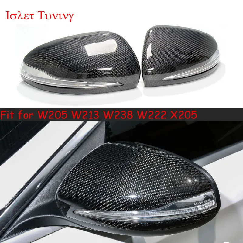 

LHD & RHD W205 W213 Side Door Rearview Caps for Mercedes-benz C E S GLC Class W238 W222 X205 Carbon Fiber Mirror Cover 2014+