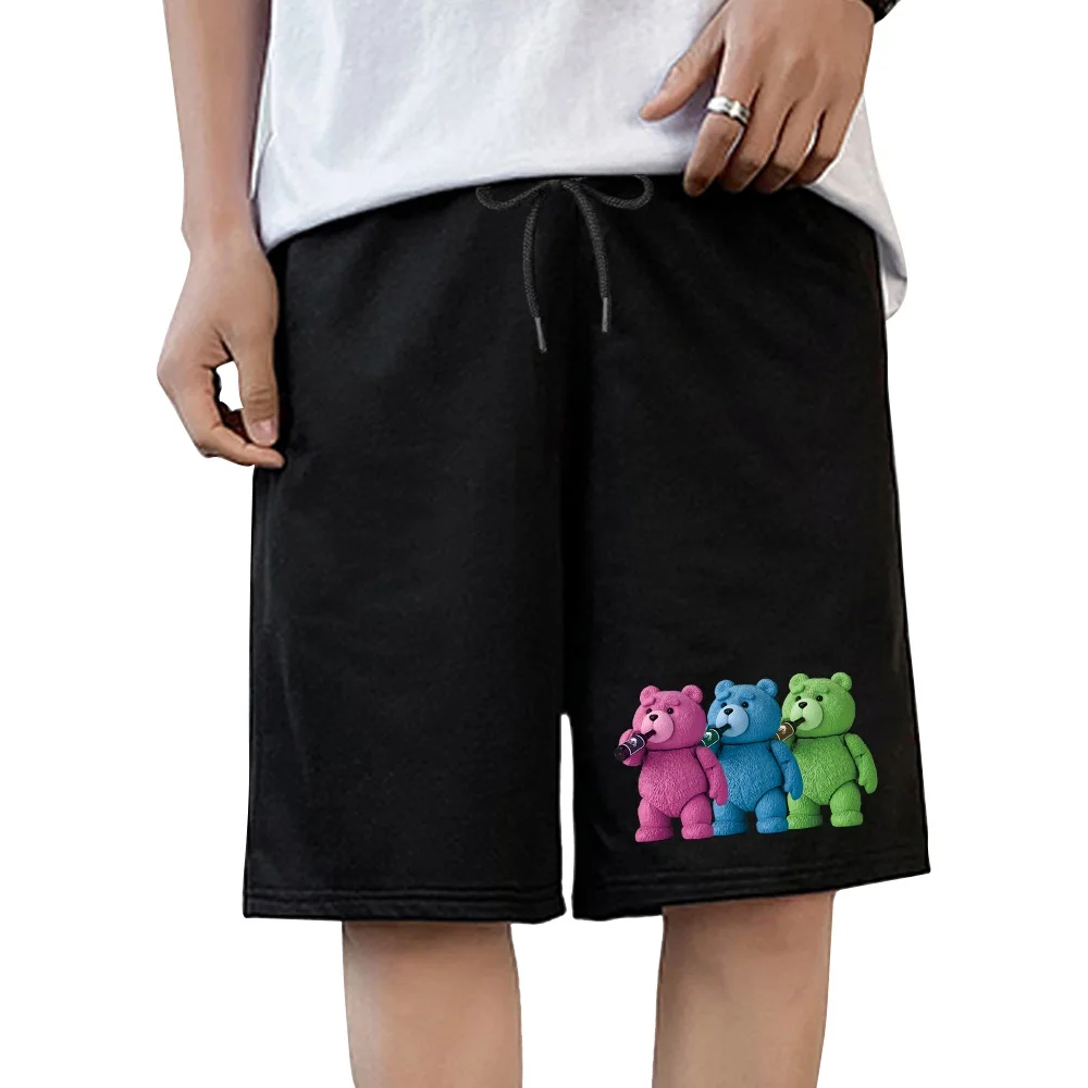 Summer Shorts Men Casual Fashion Male Shorts Cute Bear Printed Fitness Workout Beach Shorts Comfortable Trend Five-point Pants