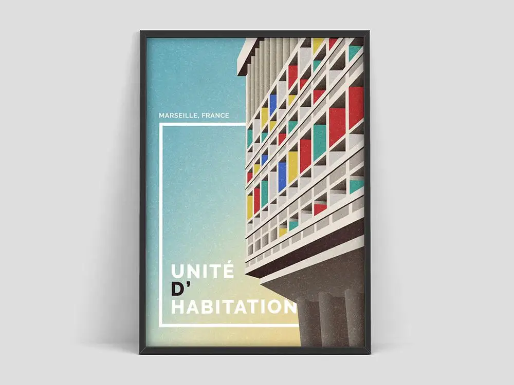 Impresión de arte de Le Corbusier, cartel de Unite D'Habitation, arte abstracto francés, impresión de cubismo de museo, pintura moderna, Pos de Corbusier