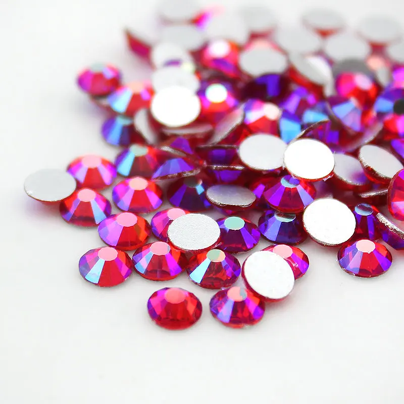 SS4-SS30 Light Siam AB Flat back nail deco non hotfix rhinestones for DIY Apparel Decoration Rhinestone glue on stone