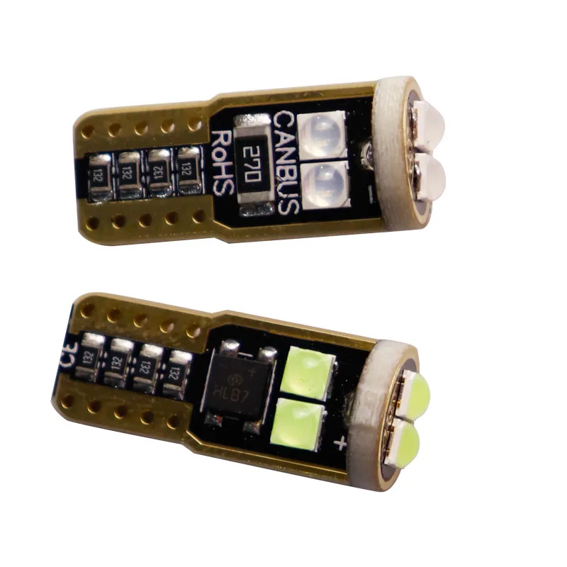 

GEARUIS 100pcs 12VT10 canbus 1.68w 6 SMD 3030 convext LED W5W 0.14A Car styling Auto Wedge map Side Bulb License Plate Lights