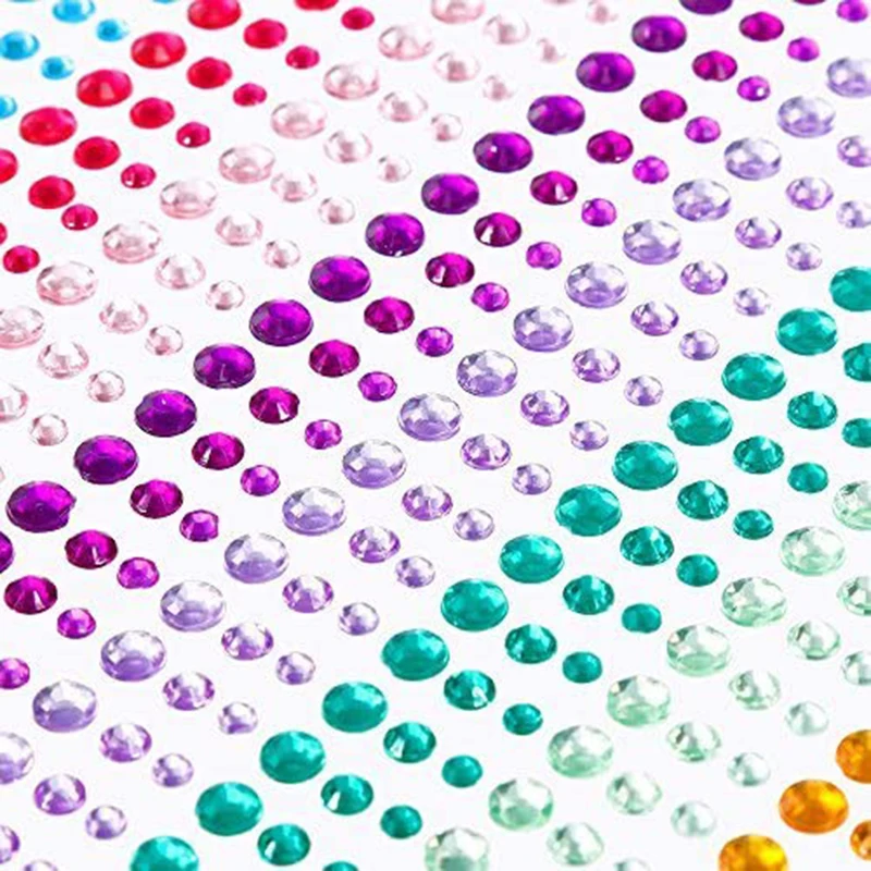 20 Sheets DIY Embellishment Jewelry Colorful Gem Diamond Crystal Rhinestone Stickers For Face Nails Crafts Cards Decorations