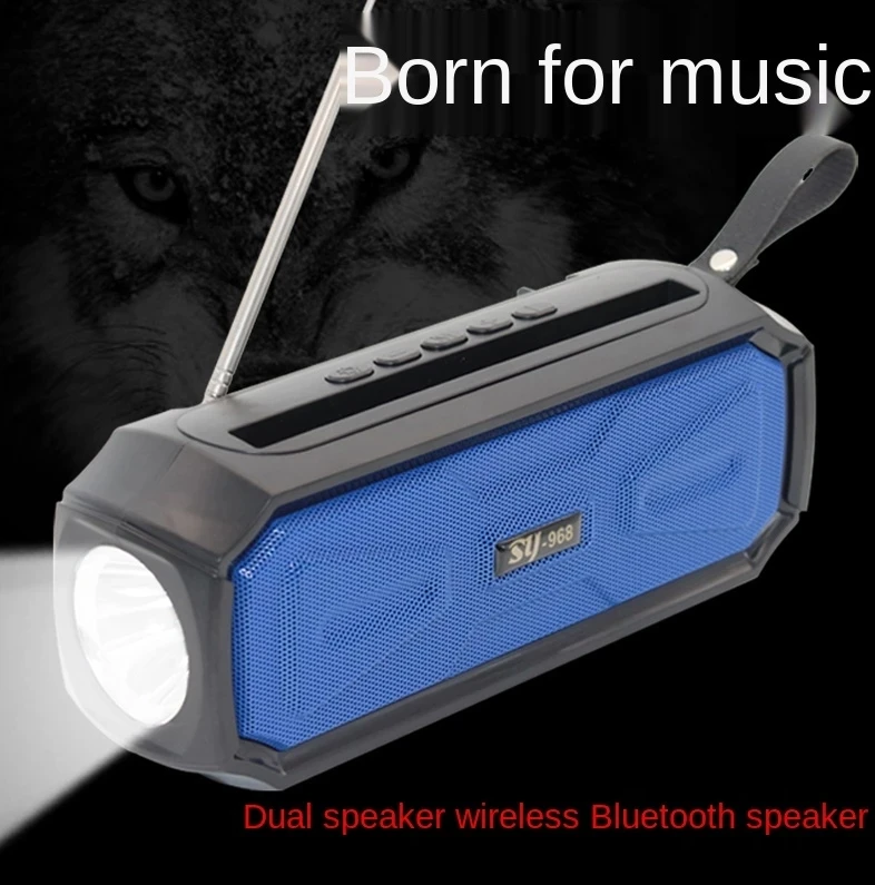 Sy-968 energia solar sem fio bluetooth alto-falante luz ao ar livre com lanterna cartão de rádio áudio para viagem praça conveniente