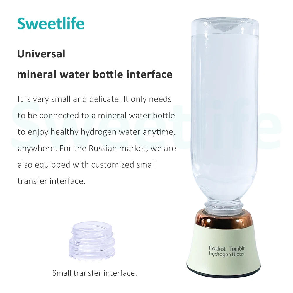 Gerador de água de hidrogênio de alta concentração, pequena, de bolso, dupont n117 spe pem portátil para viagens, garrafa de água de hidrogênio