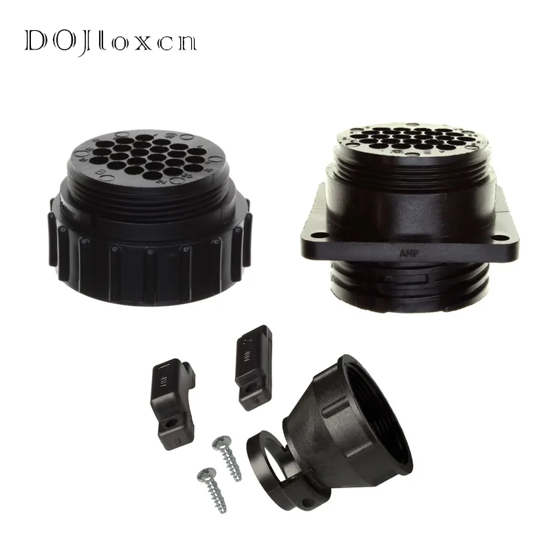 1 Set 24 Pin TE Original Product Wiring Male Female Plug Black With Flange Connector or Tail Clamp 206837-1 206838-1 206138-8