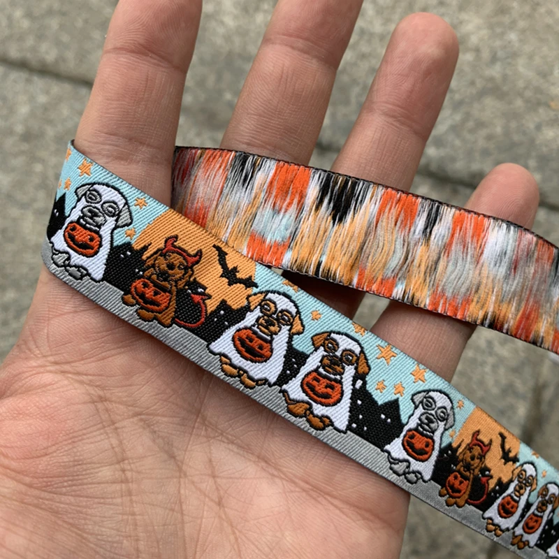 10YARD 7/8 And 5/8 Inch 22MM 16MM HALLOWEEN Puppy Cartoon Ribbon