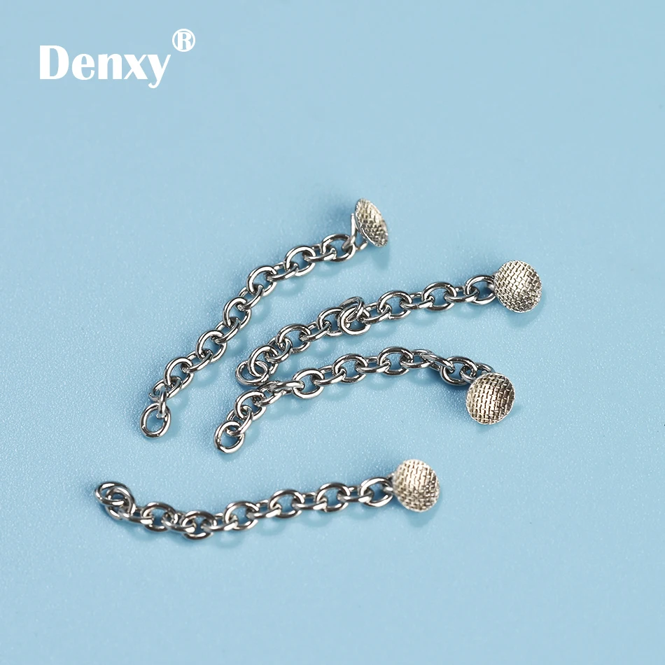 Denxy dental Orthodontic Lingual Button with Chain Dental Lingual Traction Chain Dental Supplies Dentist Use Orthodontic Bracket