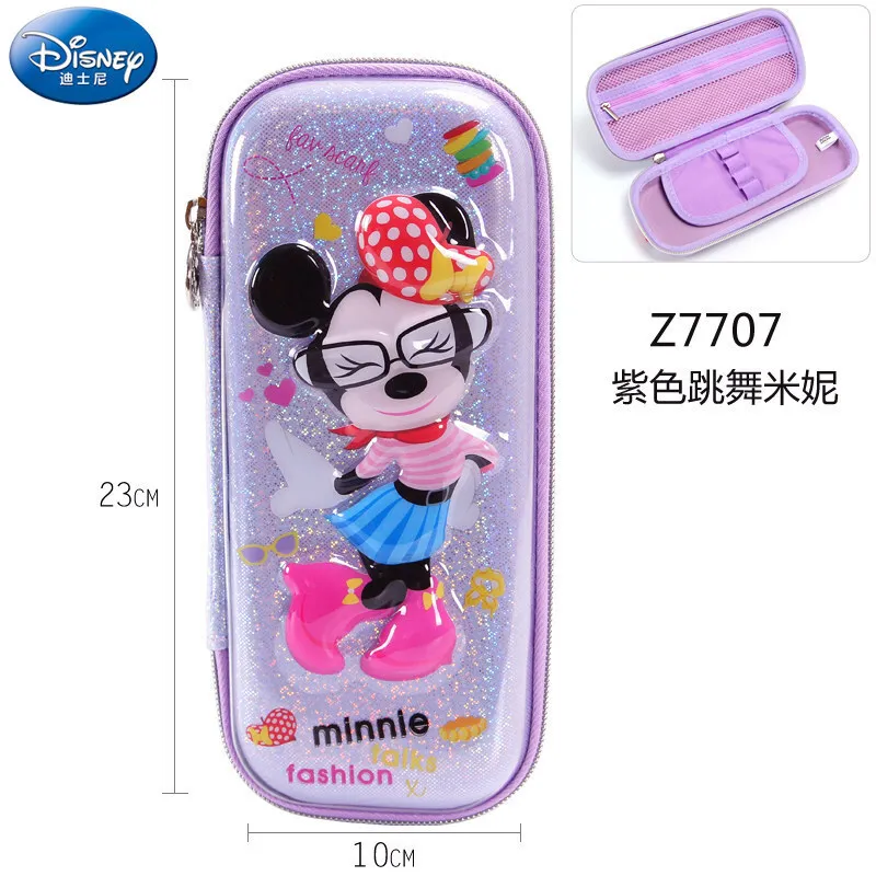 

Disney Minnie cartoon pencil case cute crystal embossed stationery box large capacity waterproof EVA bag school supplies gift