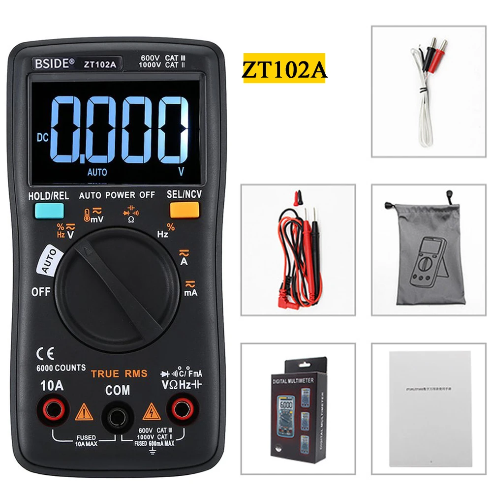 EBTN LCD Digital Multimeter BSIDE True RMS 6000 counts multimetro Auto Ranging AC/DC voltage Current Ohm Hz meter Tester