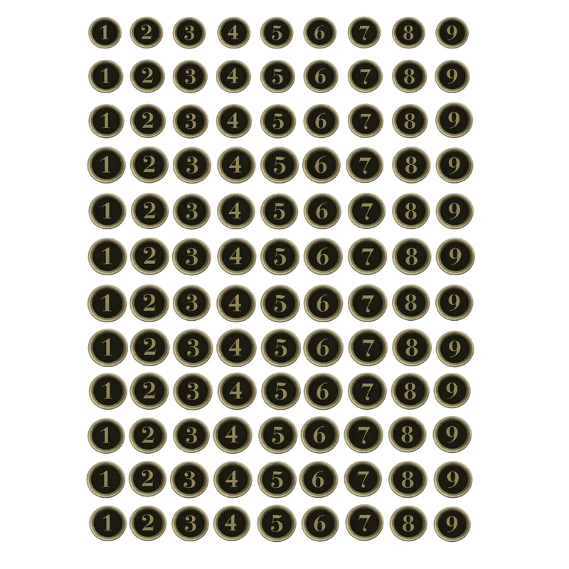 100pcs Retro Round Number Vintage 1-9 Black Digital Decoration Sticker Diy Diary Planner Scrapbooking Label Sticker Stationery