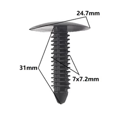 Trunk length 31mm Hole 7mm Car roof Ceiling cover black plastic rivet Auto trim panel liner snaps fastener clips