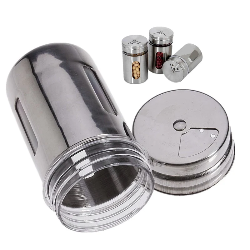 New Stainless Steel Flour Sifter Cup Baking Sugar Salt Pepper Herb Shaker Jar Toothpick Storage Bottle -15