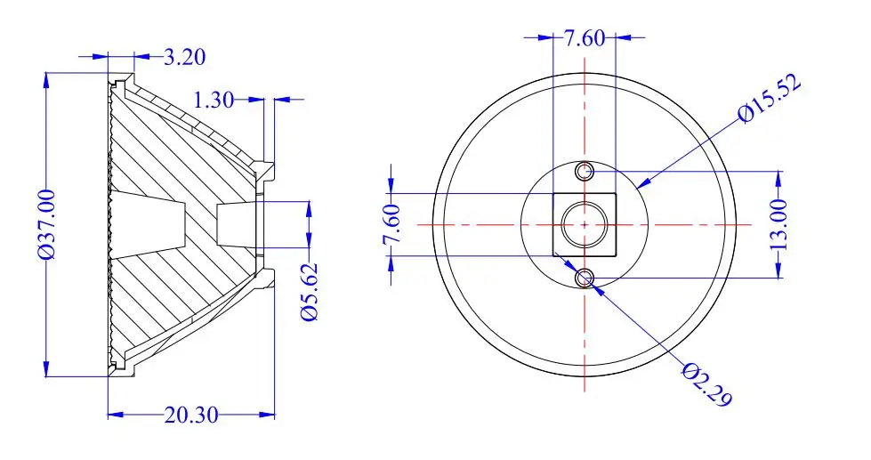 15x30degree - Diameter 37.0mm Led lens for CREE XHP70,XHP50,XML,5050 RGBW LEDs (HX-37HM-1530)