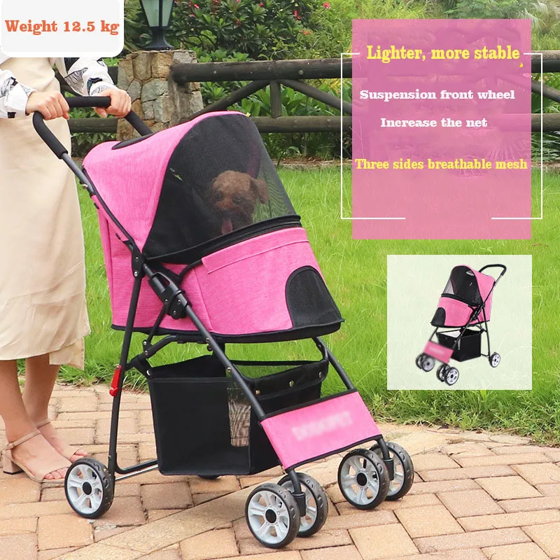 

For Small Breeds Dogs Pet Accessories Pet Stroller Transportation Carrier For Dog Teddy Minivan Go Out Portable Folding Cat Cart