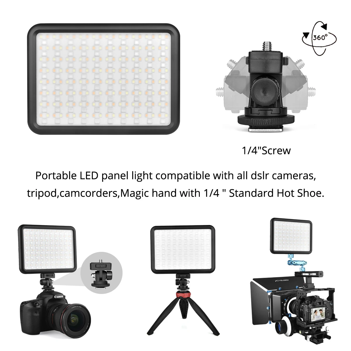 YELANGU RGB Video Light 12W Rechargeable LED Camera Light Full Color 12 Common Light Effects CRI97 2500-8500K Video Light Panel