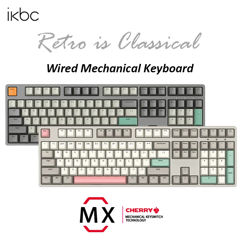 

Original IKBC W210 Retro 2.4Ghz Wireless Mechanical Gaming Keyboard Cherry MX Red Blue Switch 108Keys PBT Computer Gamer