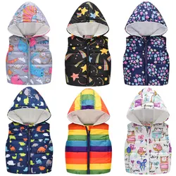 Baby Boys Girls Vest Hooded Jacket Kids Hooded Christmas Costume Clothes Children Autumn Warm Winter Waistcoat Outerwear Outfits