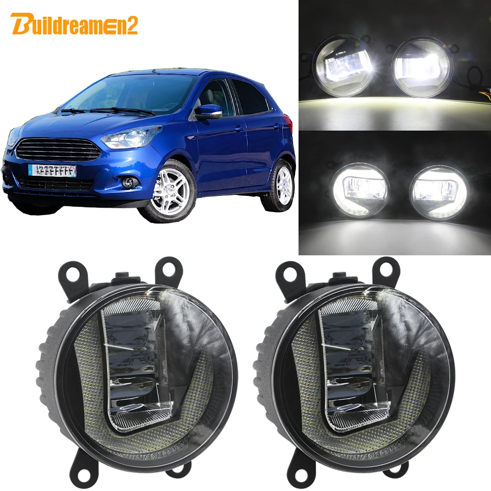 

Buildreamen2 2in1 Function Car LED Projector Fog Lamp + Daytime Running Light 12V For Ford Figo Ka+ Ka 2015 2016