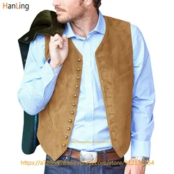 Gilet d'été en daim pour hommes, Slim, Style Steampunk, pour mariage
