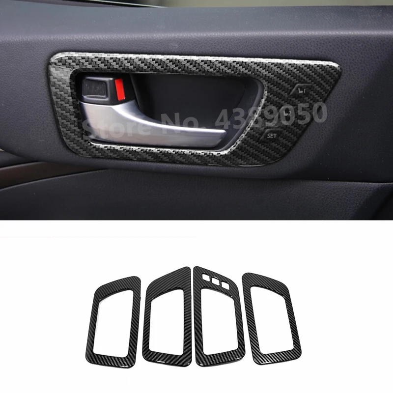 For Toyota Highlander 2014-2020 Car Sticker Detector Trim ABS Carbon Fiber Internal Door Bowl Lamp Frame Armrest Parts 4pcs