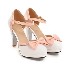 New Girls' Shoes Women Mary Janes Pumps Sandals Women 9cm High Heels Shoes Bowtie Lolita Shoes Buckle Strap Wedding Bridal Shoes