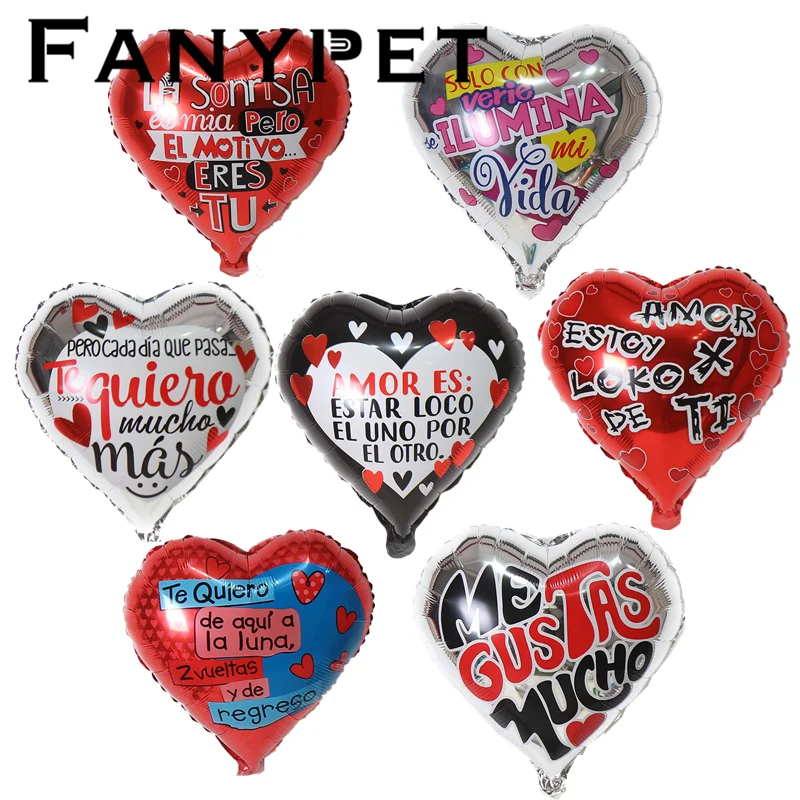 7pcs 18inch Spanish Bride and Groom I Love You foil mylar balloons Love Heart wedding/Valentine's day helium balloon globos