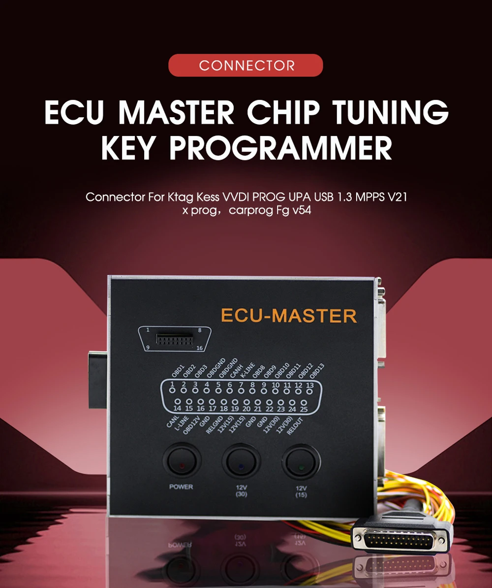 ECUmaster Connector Code Chip Tuning Key Programmer Tools For MINI ZEDBULL Upa Usb Fg 54 Mpps Carprog T300 VVDI ECU Master